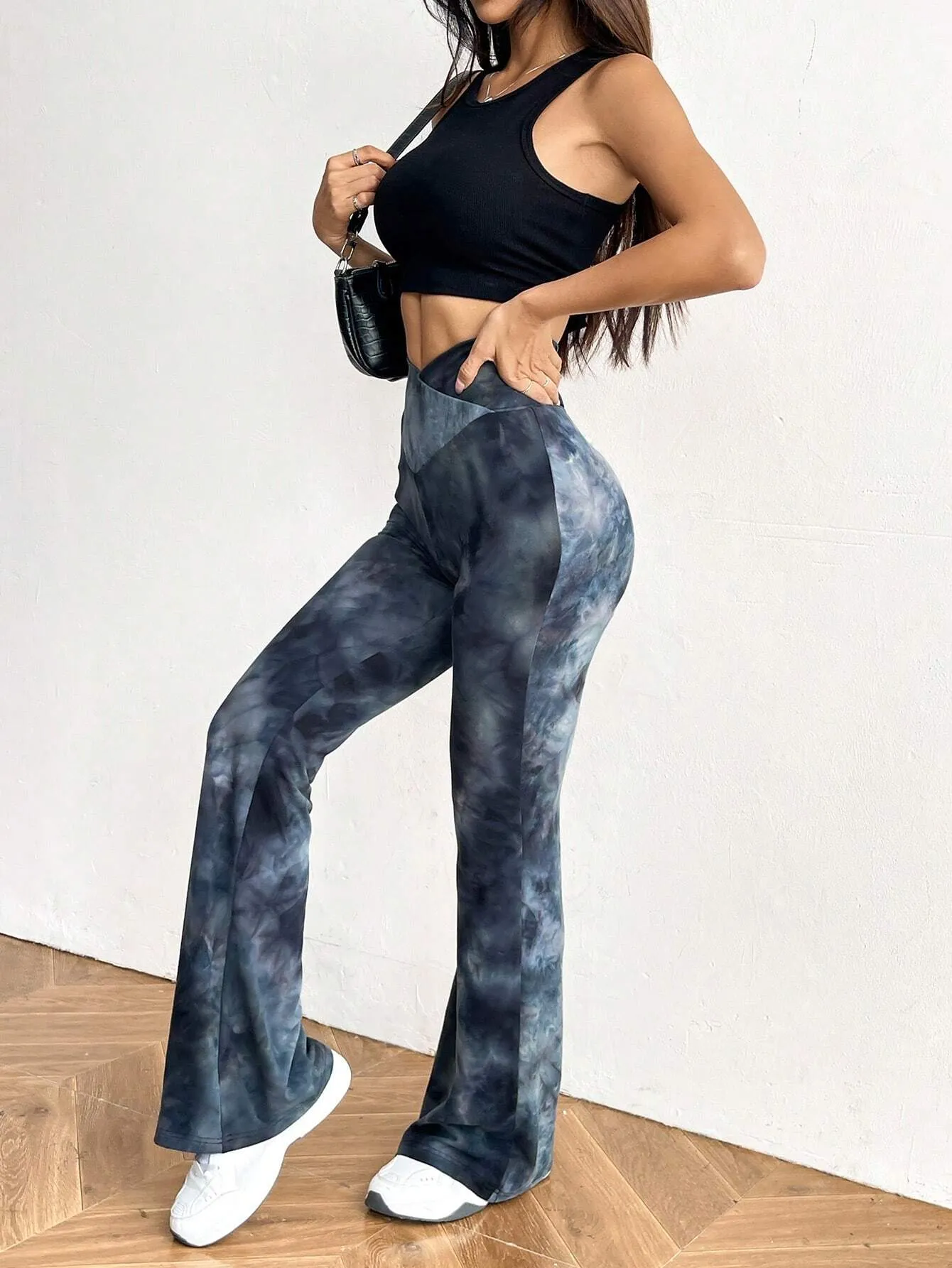 Tie Dye Flared Pants V-Shaped Waistband FW24