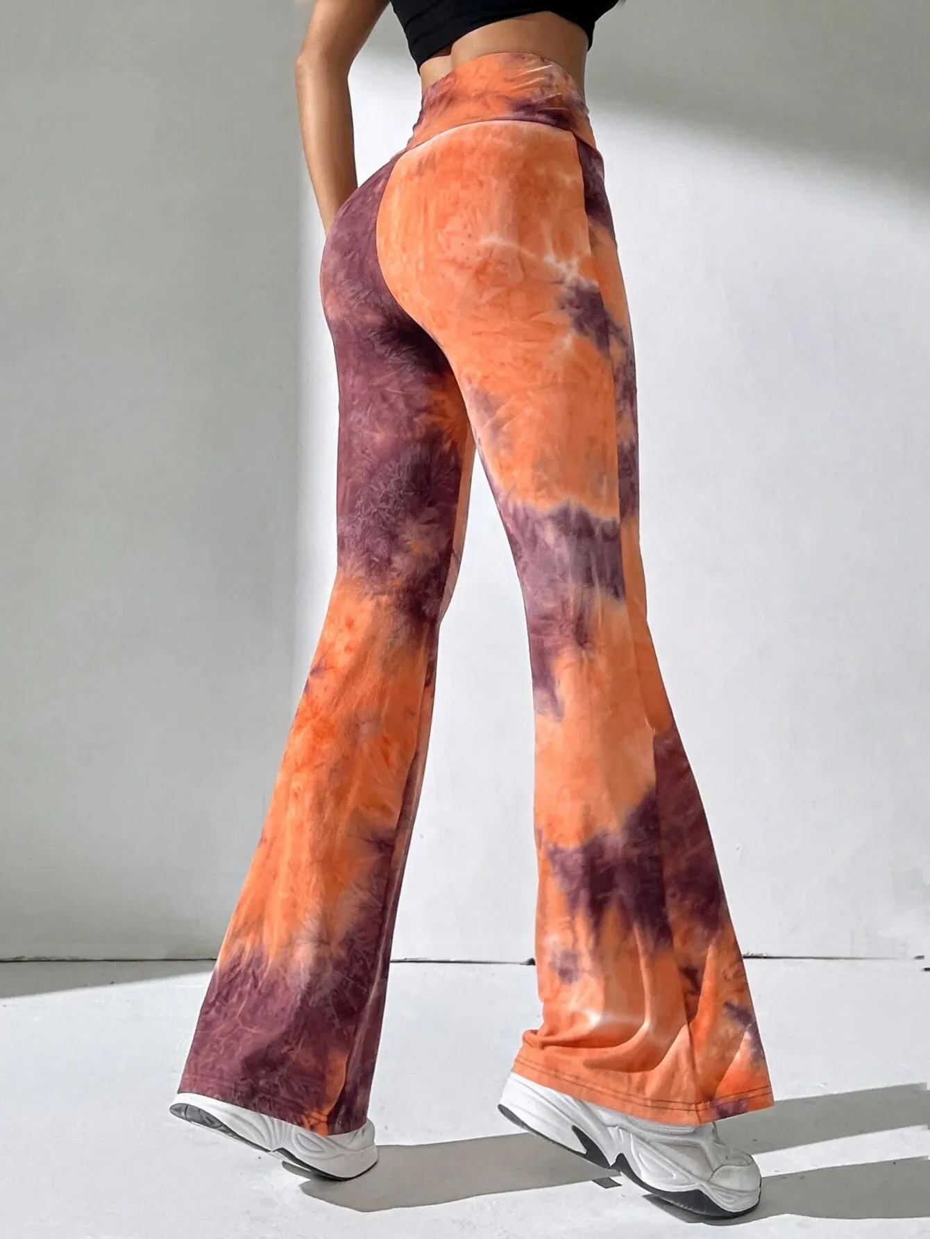 Tie Dye Flared Pants V-Shaped Waistband FW24