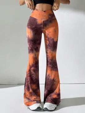 Tie Dye Flared Pants V-Shaped Waistband FW24