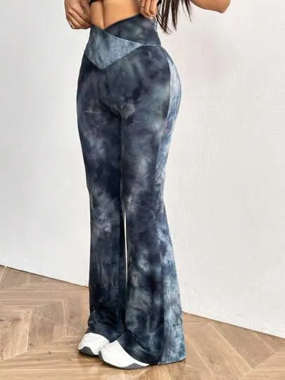 Tie Dye Flared Pants V-Shaped Waistband FW24