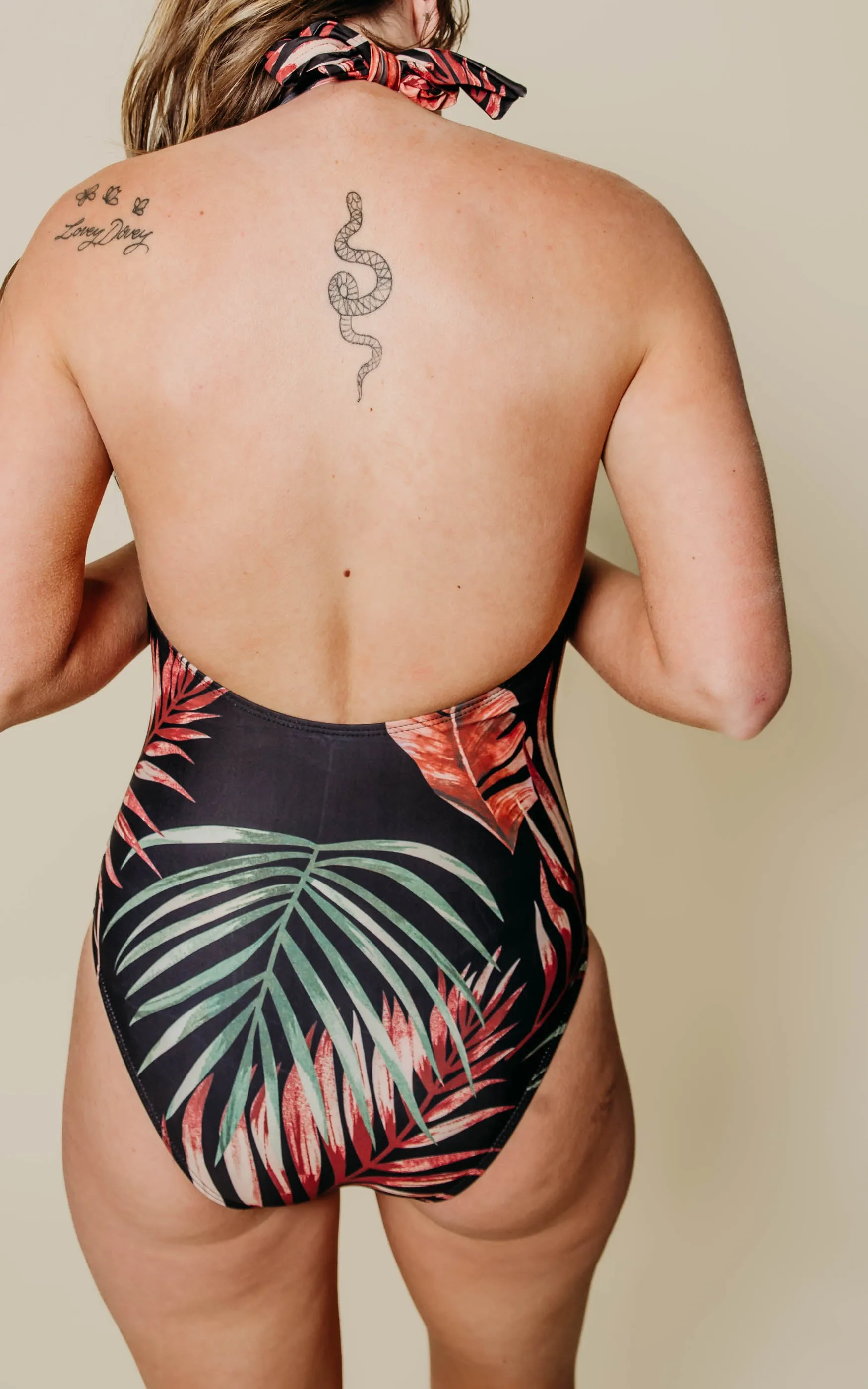 Tropical One Piece Swim Suit w/ Cover