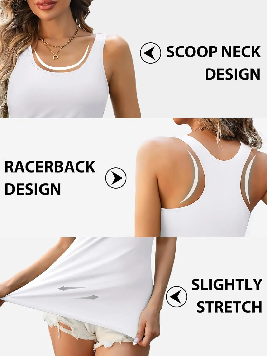 V FOR CITY Womens Shelf Bra Tank Tops Racerback Workout Camis Yoga Shirt Cotton Undershirt 2 Pack