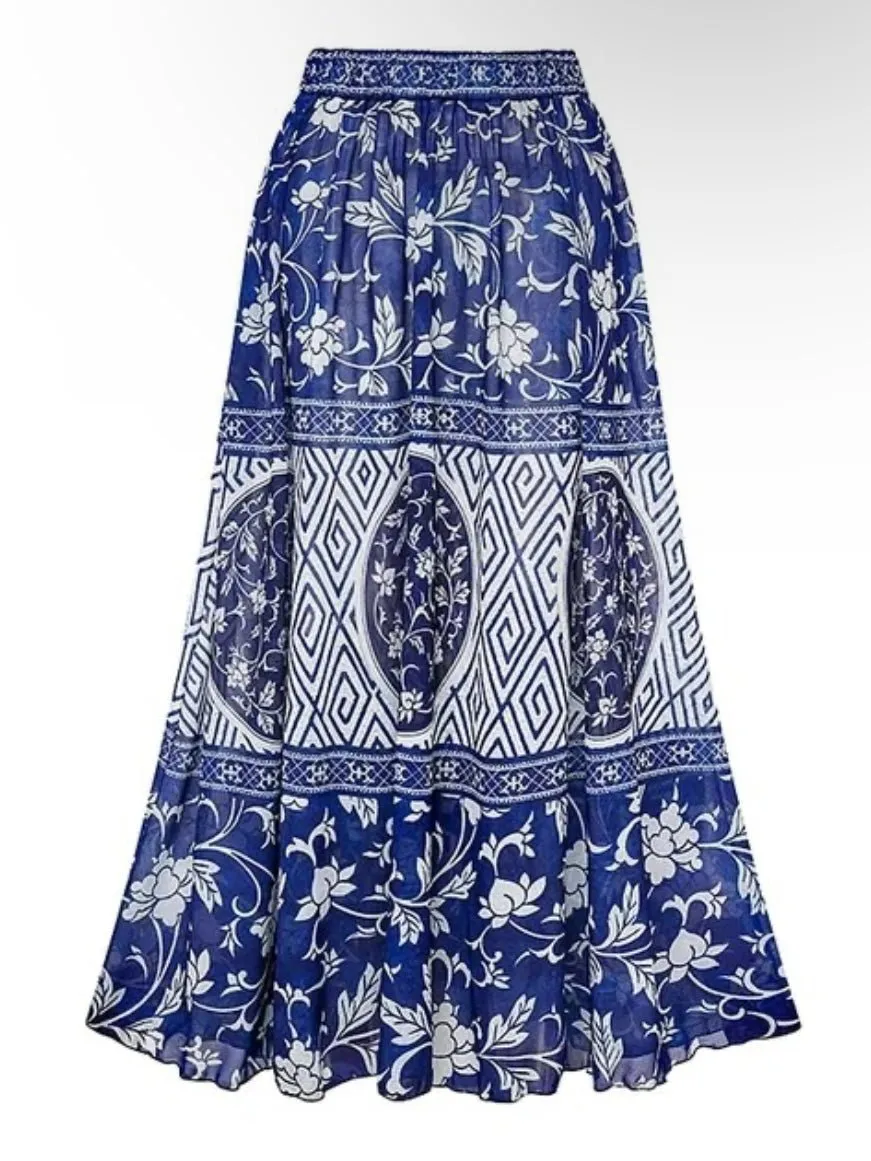White and blue set of 2 swimsuit and short floral printed