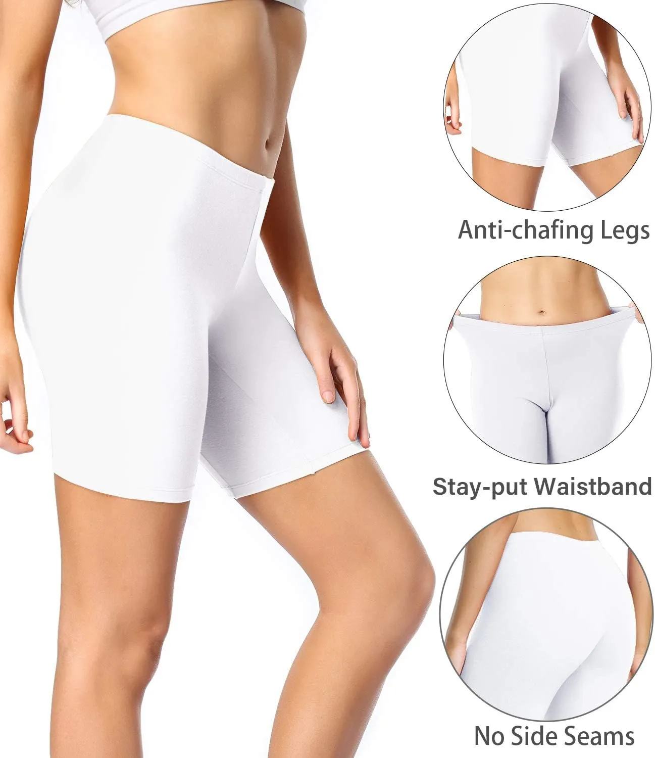 wirarpa Women's Anti Chafing Cotton Underwear Boy Shorts Long Leg Boyshorts Panties 3 Pack