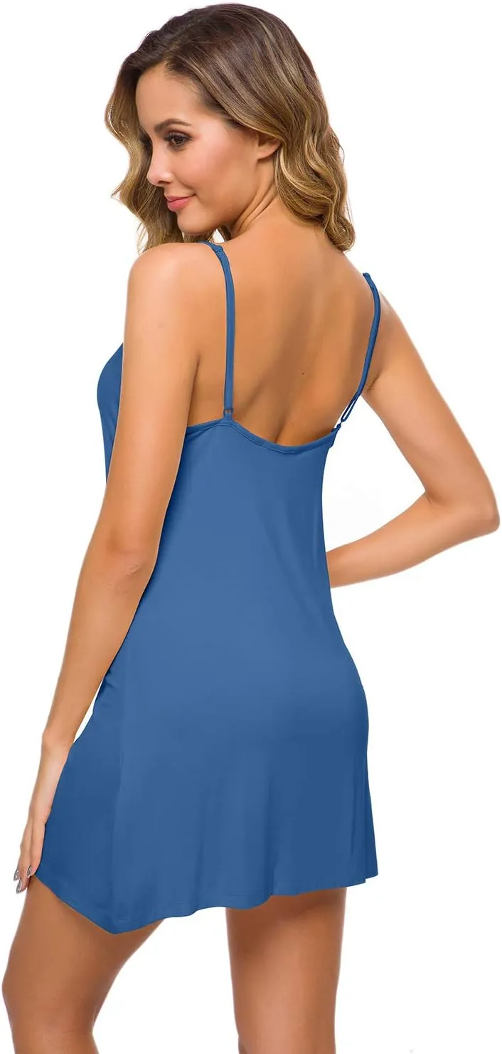 WiWi Slip Dress for Women Viscose from Bamboo Spaghetti Strap Lingerie Sexy Nightgowns Plus Size Sleep Chemise S-4X