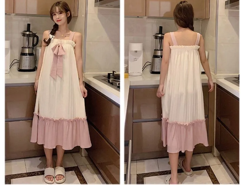Women Summer Thin Short Sleeve Cotton Cute Nightdress 257570