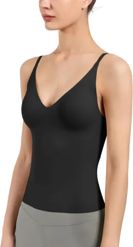 Women's Fit Camisole with Built in Bra - Spaghetti Straps Camis Tank