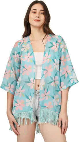 Women's Floral Kimono Cover Up - Lightweight Floral Beachwear for Bikini,Cardigan and Swimwear(WS103-P)