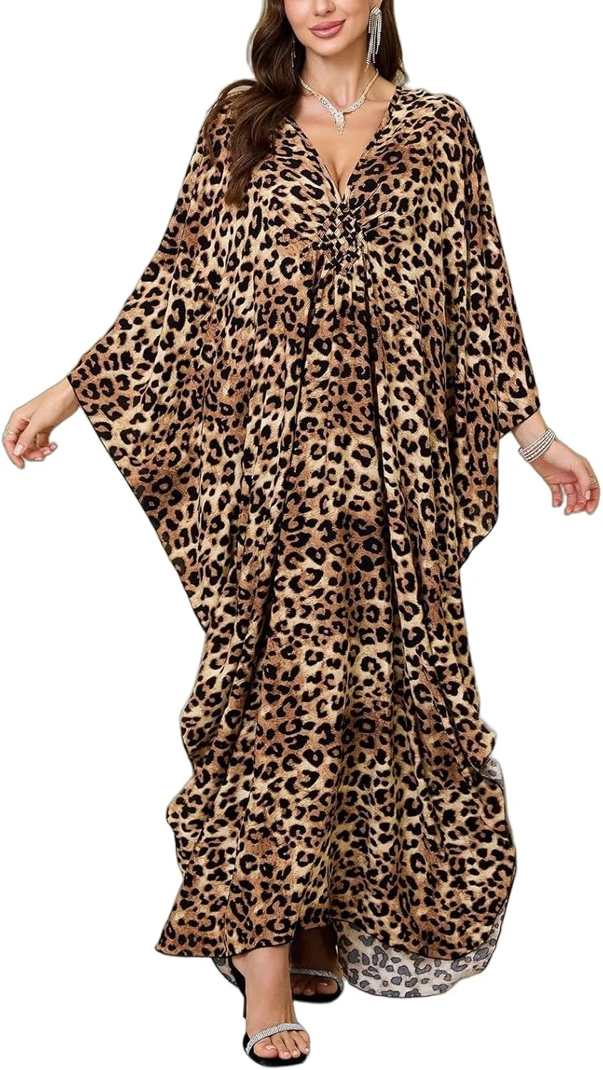 Womens Kaftan Beach Cover Up Dress Plus Size Summer Swimsuit Loungewear Maxi Dress