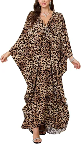 Womens Kaftan Beach Cover Up Dress Plus Size Summer Swimsuit Loungewear Maxi Dress