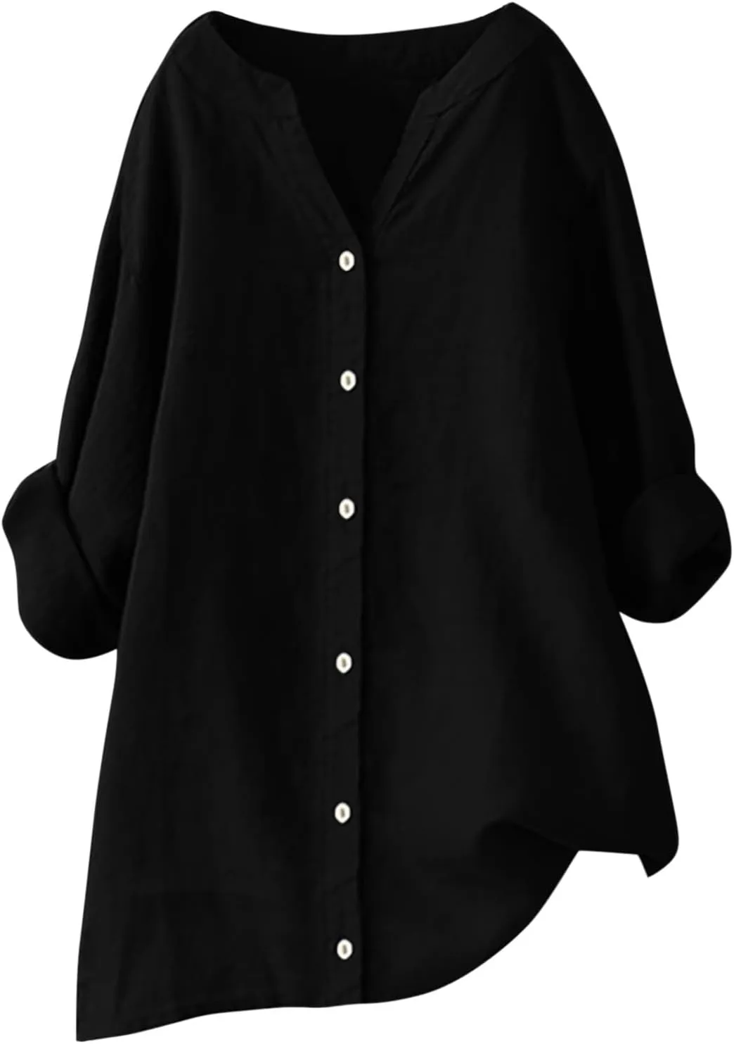 Womens Loose Buttons Down Blouse Tops Solid Casual Long Sleeve Shirt Blouse Low Cost T Shirts