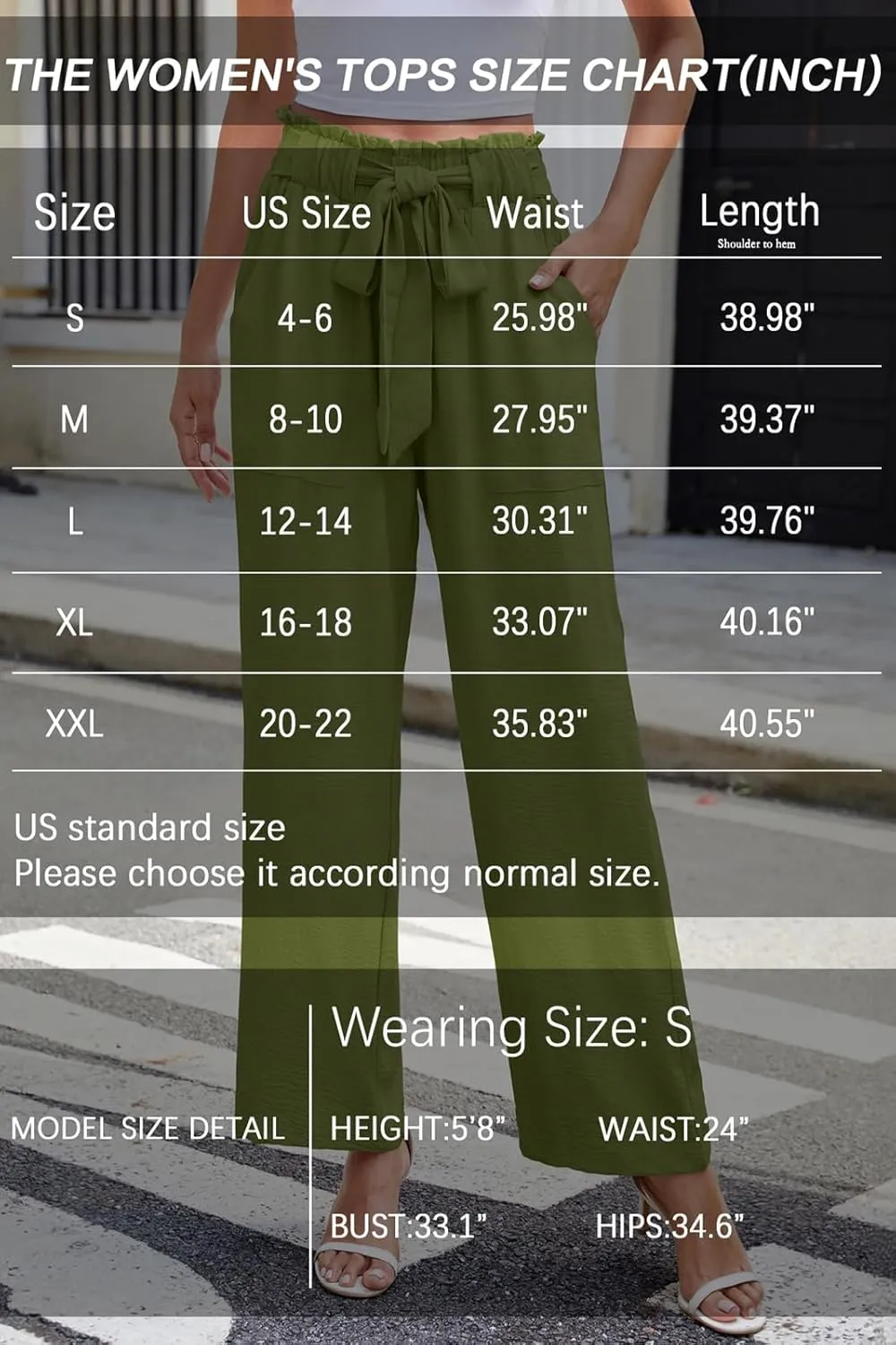 Women's Palazzo Pants Wide Leg High Waisted with Pockets Casual Lightweight Trousers Elastic Waist Summer Beach
