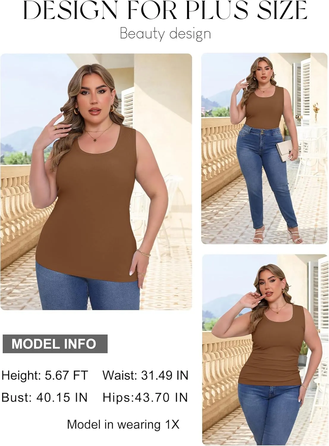 Women's Plus Size Tank Tops Summer Sleeveless Scoop Neck Cami Top Shirt Ribbed Knit Basic Casual Racerback Blouse