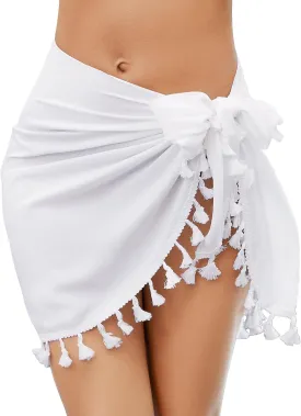 Women's Sarong Coverups Bathing Suit Wrap Skirt Beach Wrap Swimsuit Cover Ups with Tassels