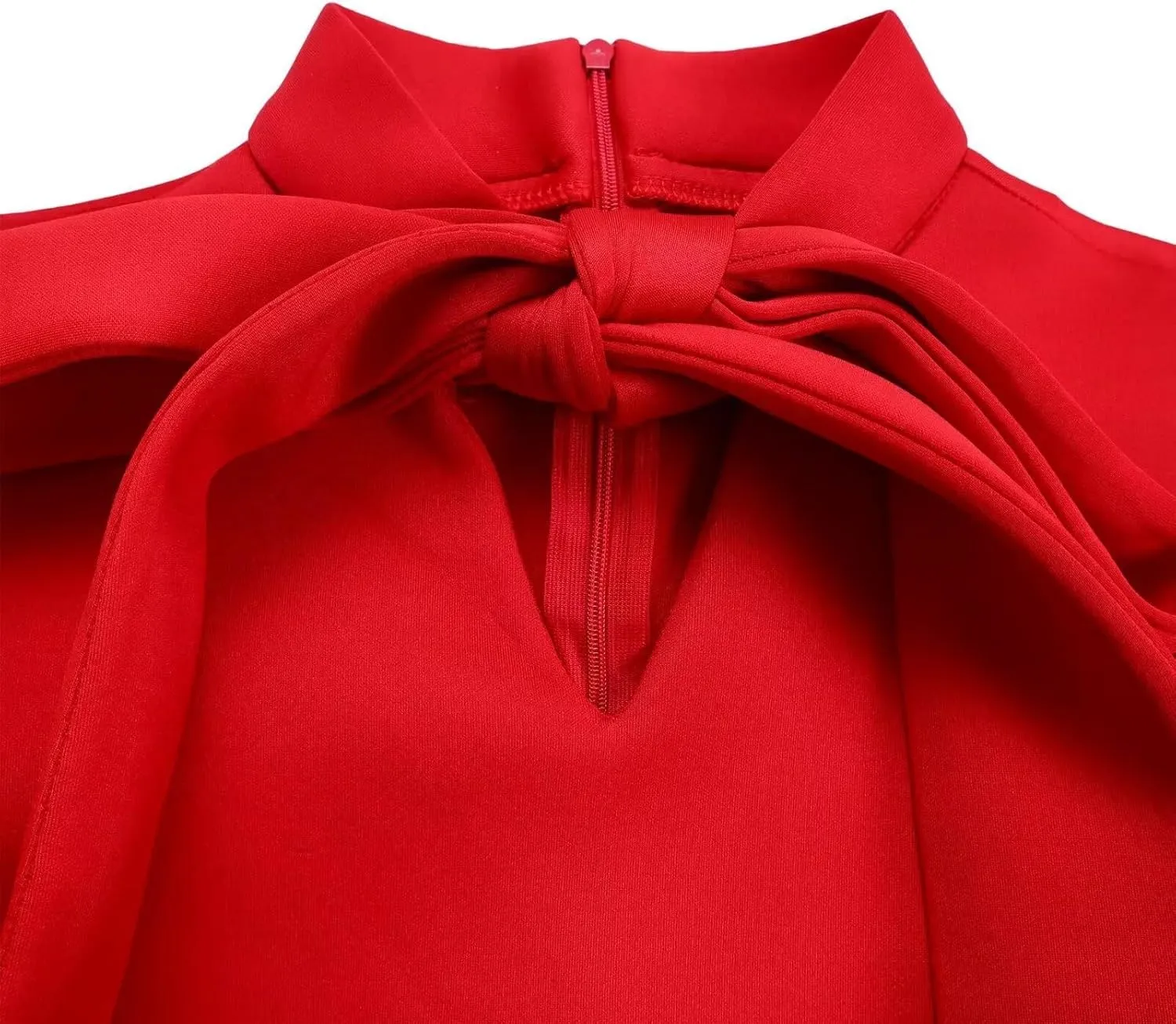 Women's Tie Neck Button Front Frill Neck Puff Sleeve Ruffle Hem Flowy Maxi Dress