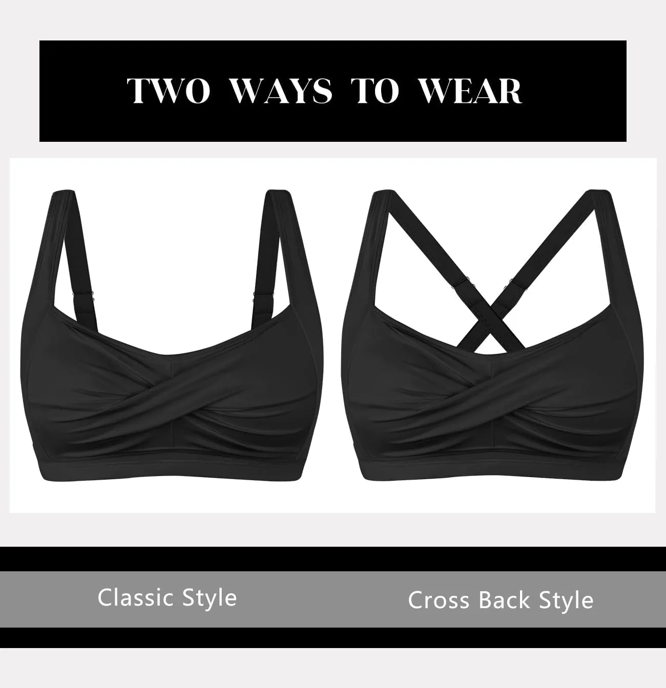 Women's Twist Front Bikini Top V Neck Full Coverage Padded Swimsuit Bathing Suit Tops Only