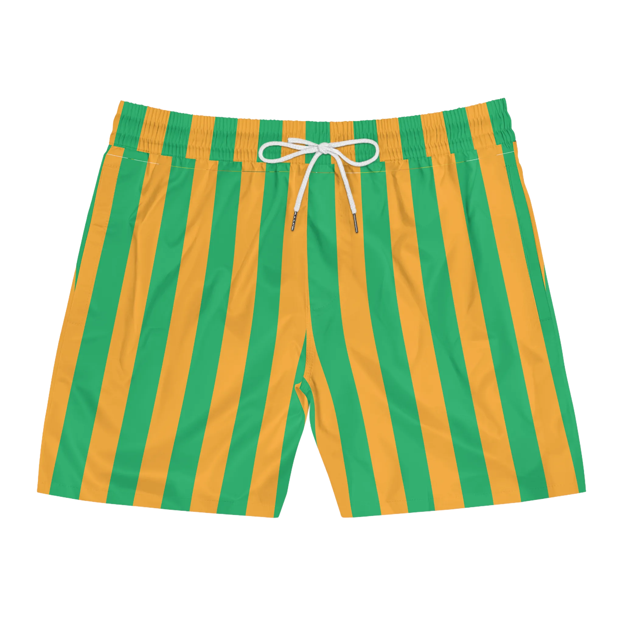 Yellow & Green Striped Swim Trunks