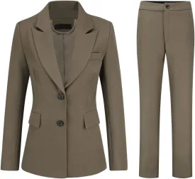 YUNCLOS Women's 2 Piece Office Work Suit Set One Button Blazer and Pants