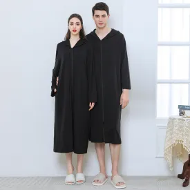 Zipper Hooded Bathrobe